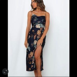 Hello Molly Blue Satin Midi Dress